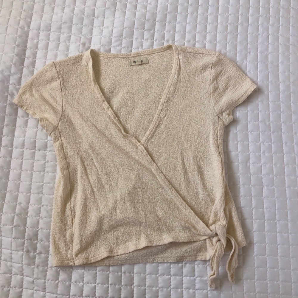 MADEWELL cream tie front top